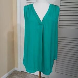 NWT Alfani 1X sleeveless green v-neck single pleat for movement gathered back